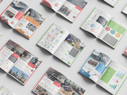 Conception et mise en page de plusieurs brochures, plaquettes commerciales du Groupe Surplus Recyclage (GSR) à Gaillac dans le Tarn (81)