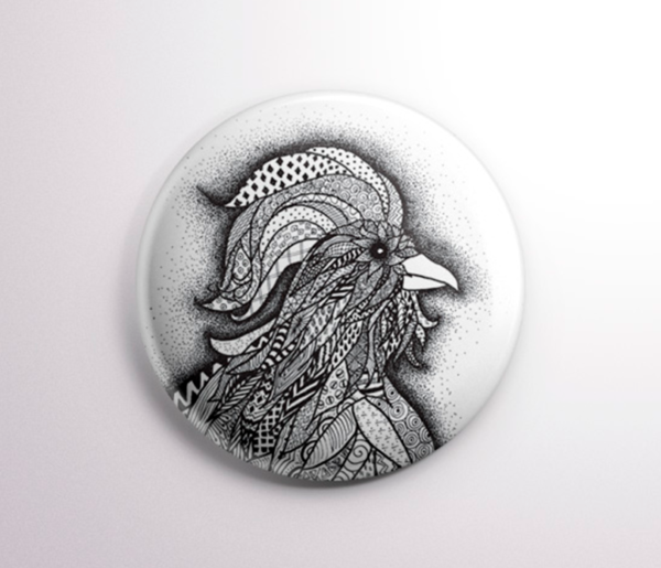 badge coq "little star" diamètre 32mm