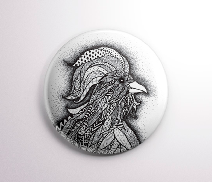 badge coq "little star" diamètre 32mm
