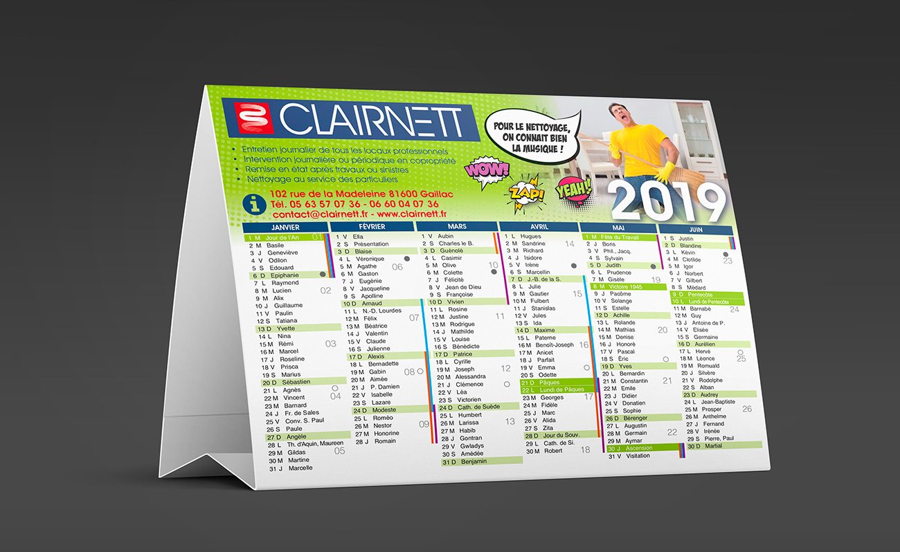 Calendrier Clairnett 2019