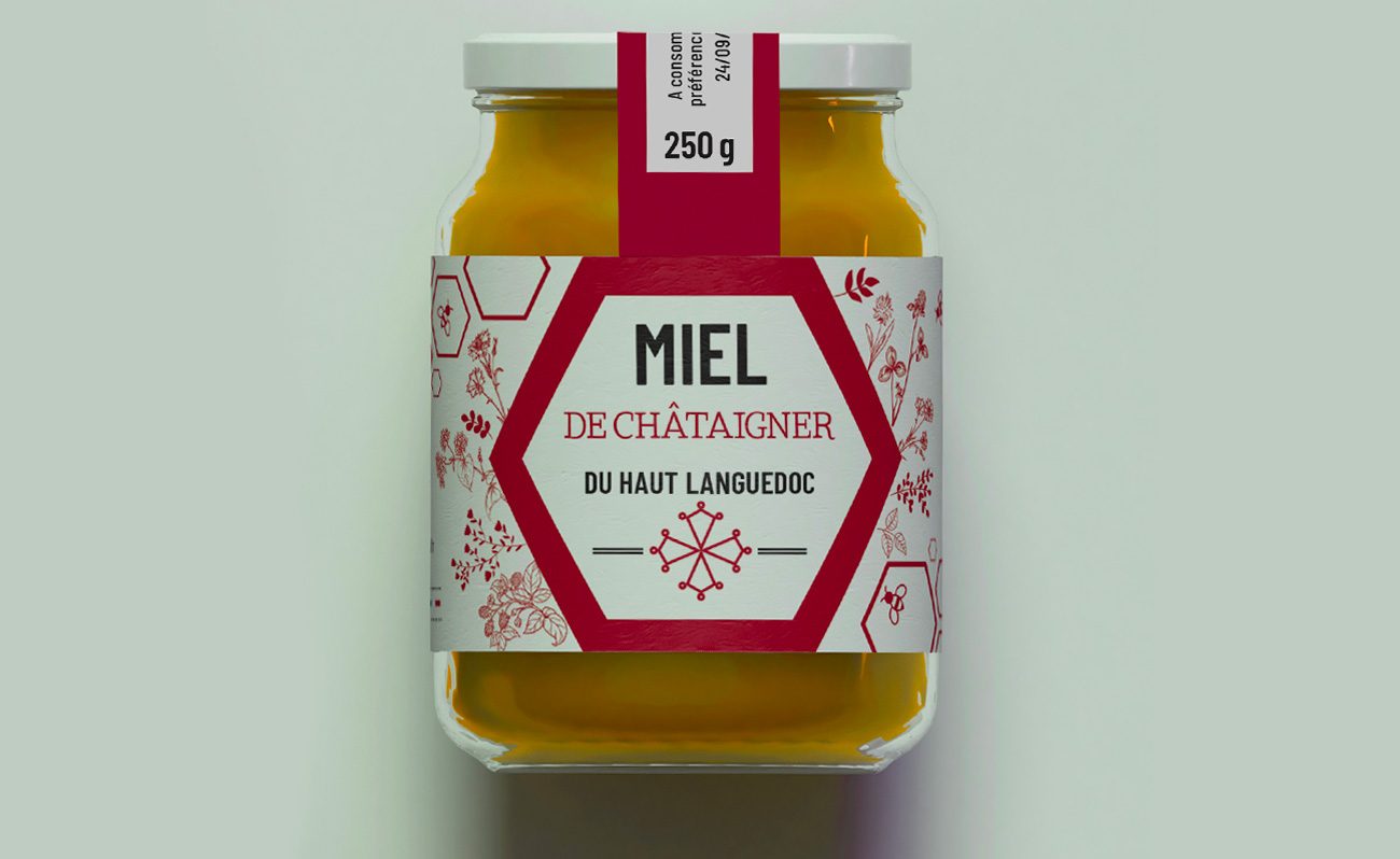 Etiquette Miel de Chataignier Miellerie Cuvillier