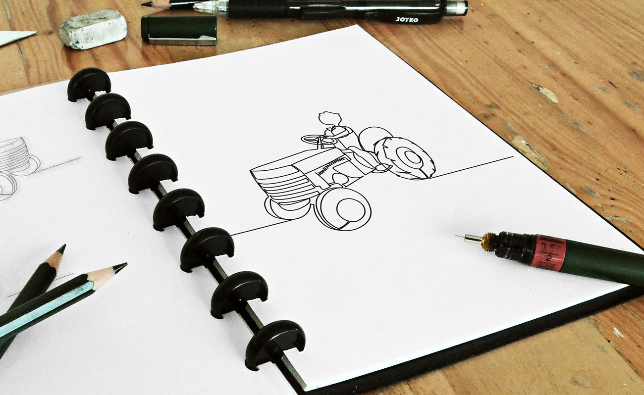 Conception d'une illustration de tracteur pour le Mas del Riou