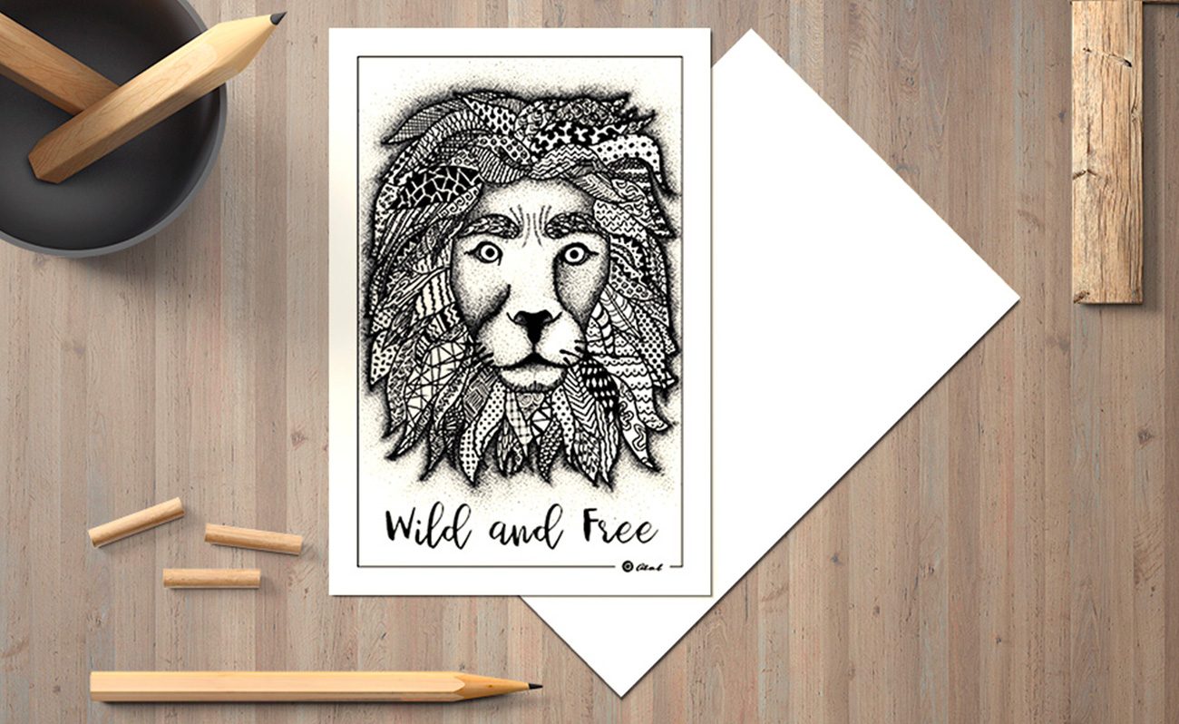 Illustration carte postale Wild and Free