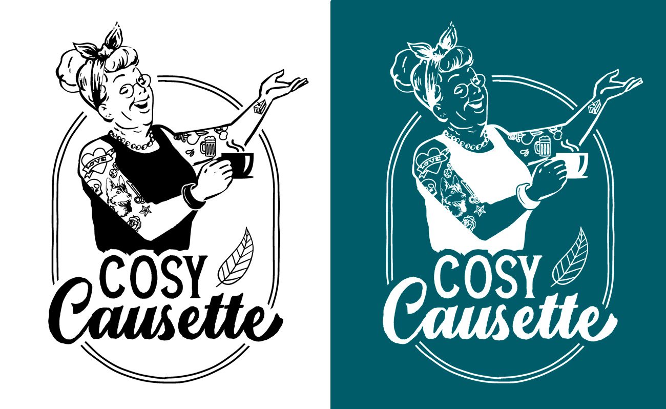 Version noire et version blanche du logo Cosy Causette
